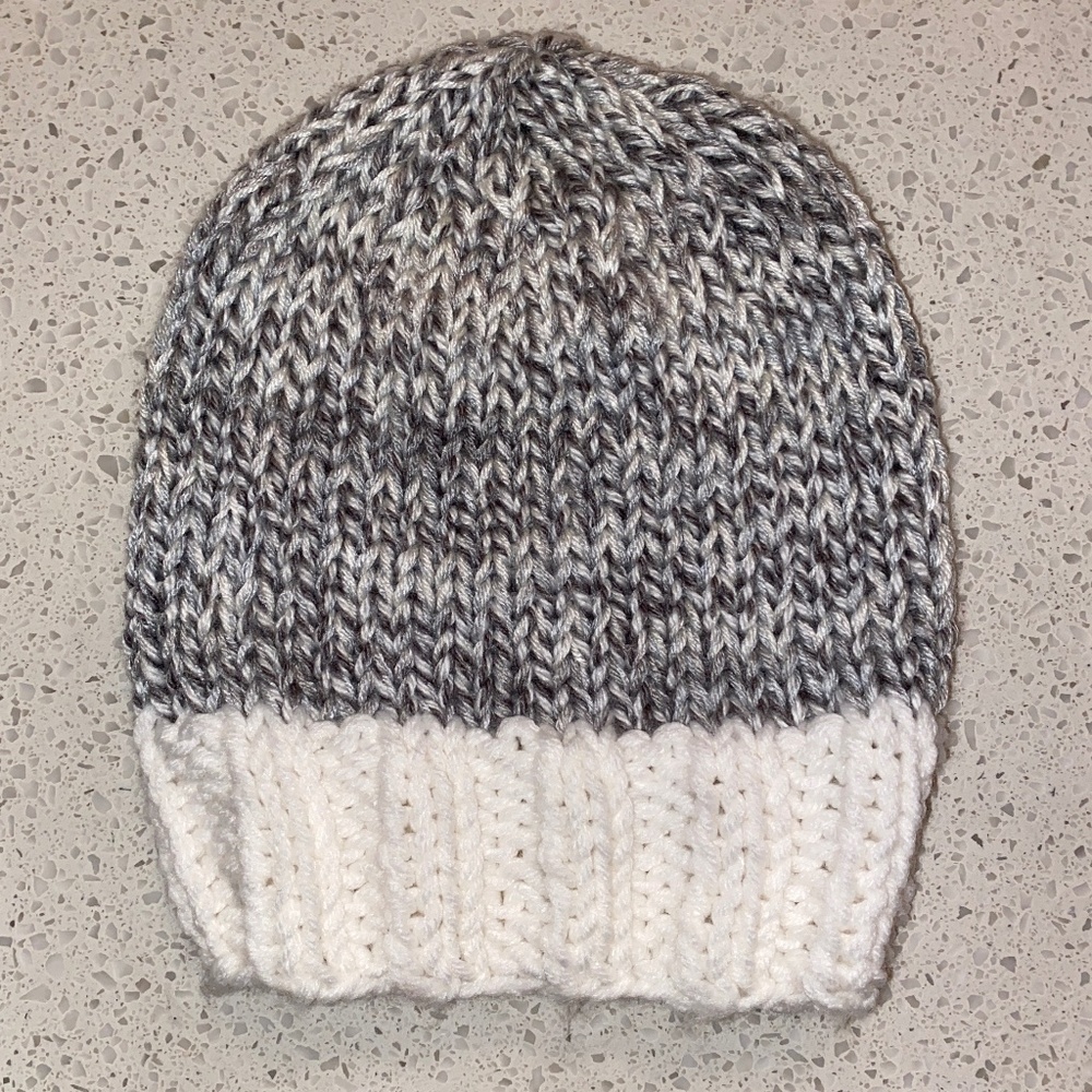 Knit Grey and White Hat